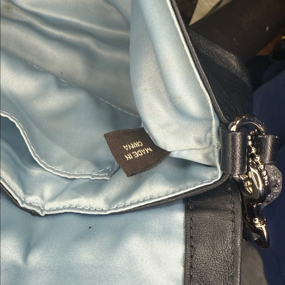 Coach Black Leather Kristin Clutch with Silver Accents